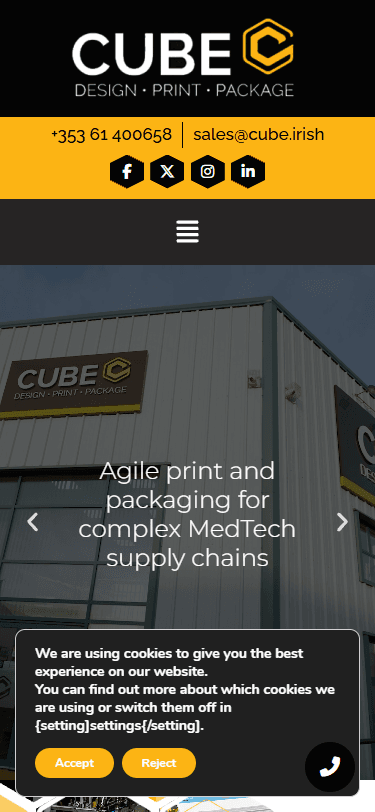 Mobile website screenshot